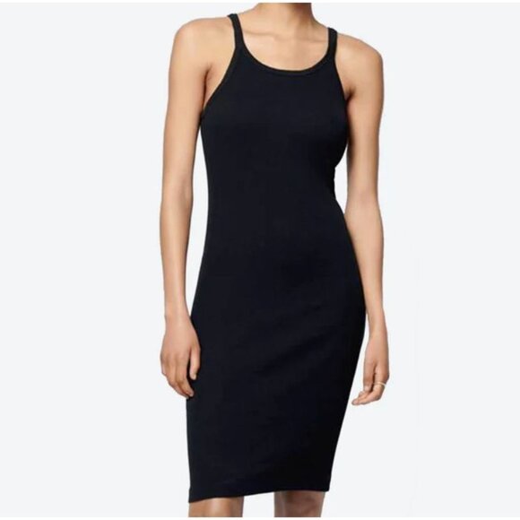 RE/DONE Dresses & Skirts - RE/DONE Black Sleeveless Ribbed Tank Knee Length Dress Size S